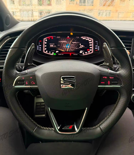 Extensions de Palettes Carbone / Aluminium Seat Leon 5F / Ibiza 6F / Ateca / ... (Style 1) - AUTO SHOP