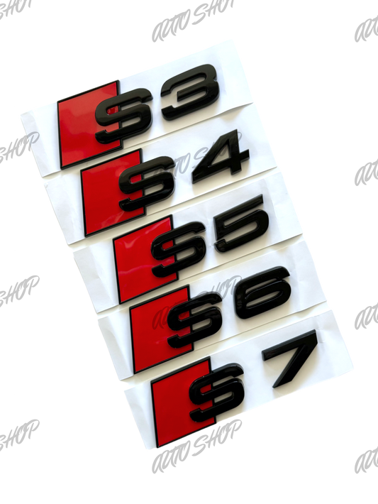 Badge coffre Audi S Noir (différents modèles et coloris) - AUTO SHOP