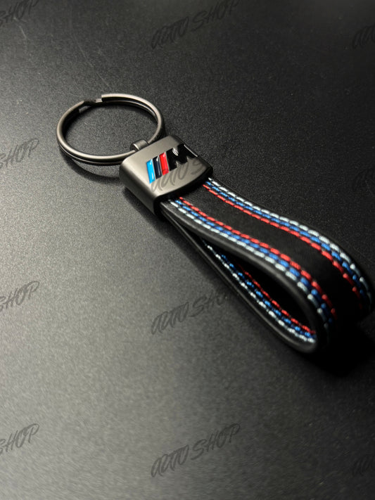 Porte clés BMW M Cuir Gris Mat Surpiqûres - AUTO SHOP