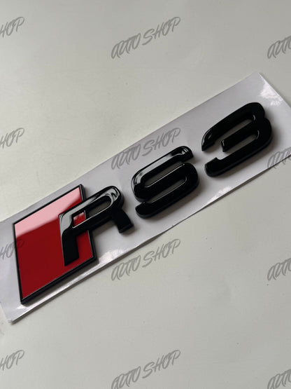 Logo Monogramme Coffre Audi RS3 Noir Brillant - AUTO SHOP