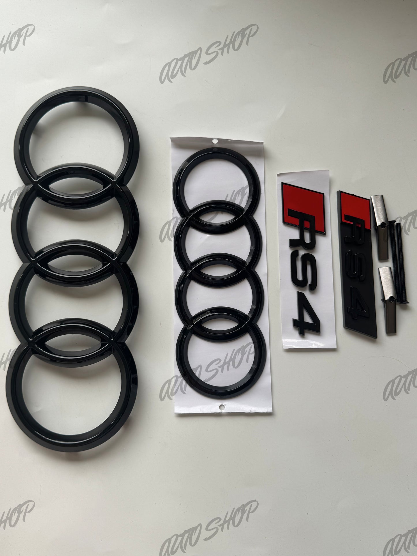 Pack Complet Logos Audi RS4 Noir Brillant
