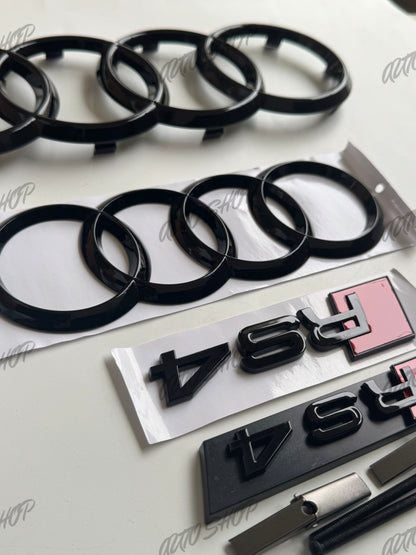 Pack Complet Logos Audi RS4 Noir Brillant