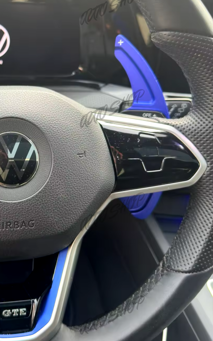 2 Pièces Palettes Changement Vitesse Volant Aluminium – Pour VW Golf 7/8, Touareg TSI (Rouge/Bleu/Noir/Argent)