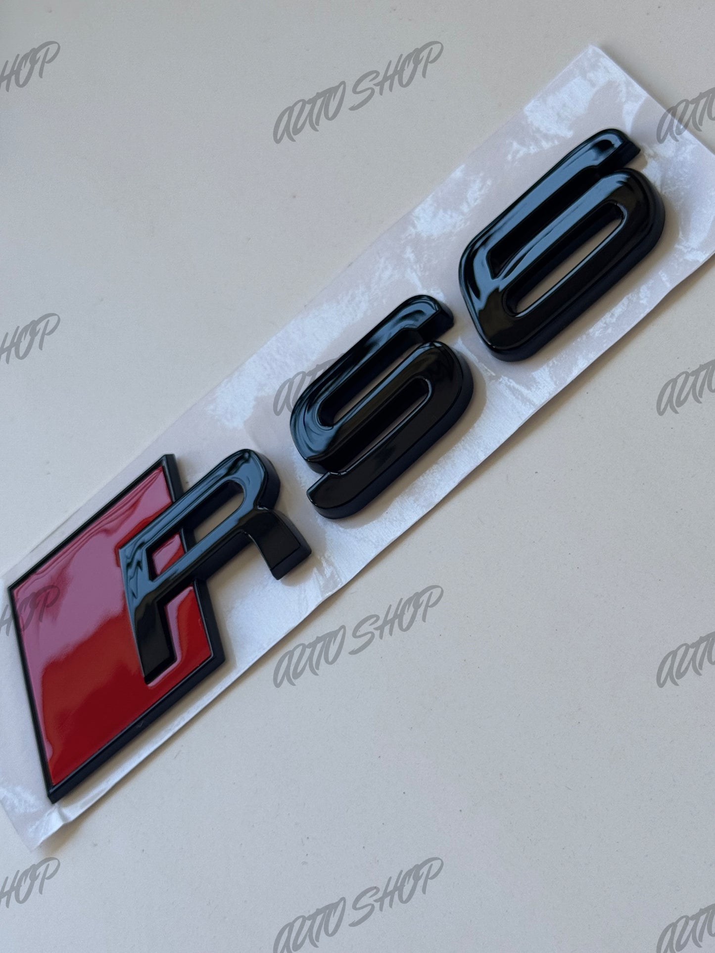 Logo Monogramme Coffre Audi RS6 Noir Brillant