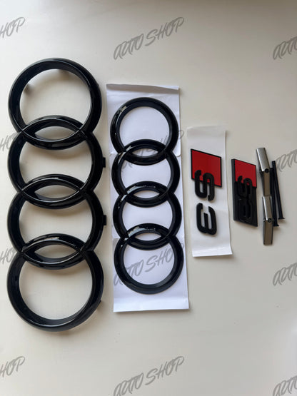 Pack Complet Logos Audi S3 Noir Brillant - AUTO SHOP