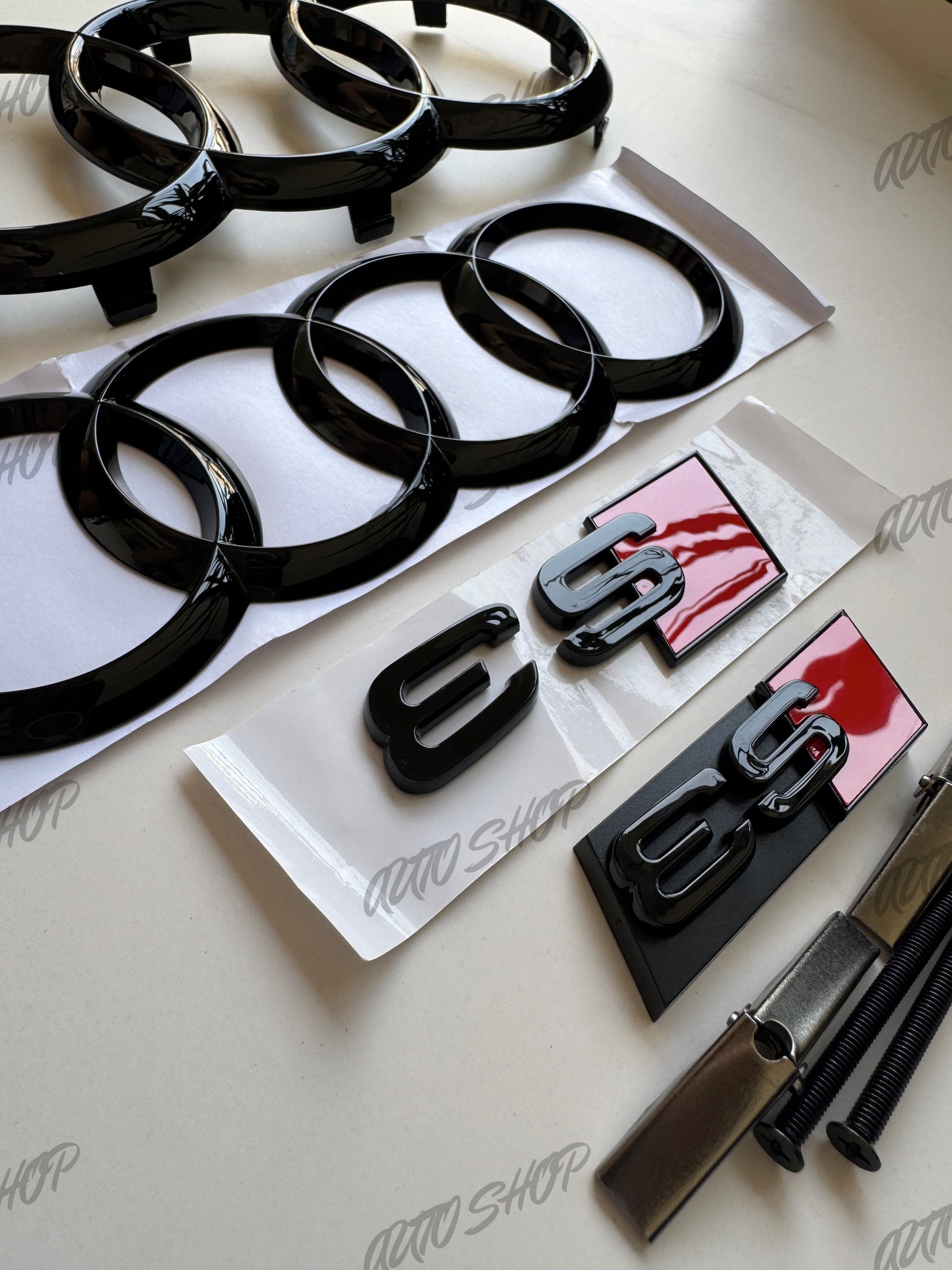 Pack Complet Logos Audi S3 Noir Brillant - AUTO SHOP