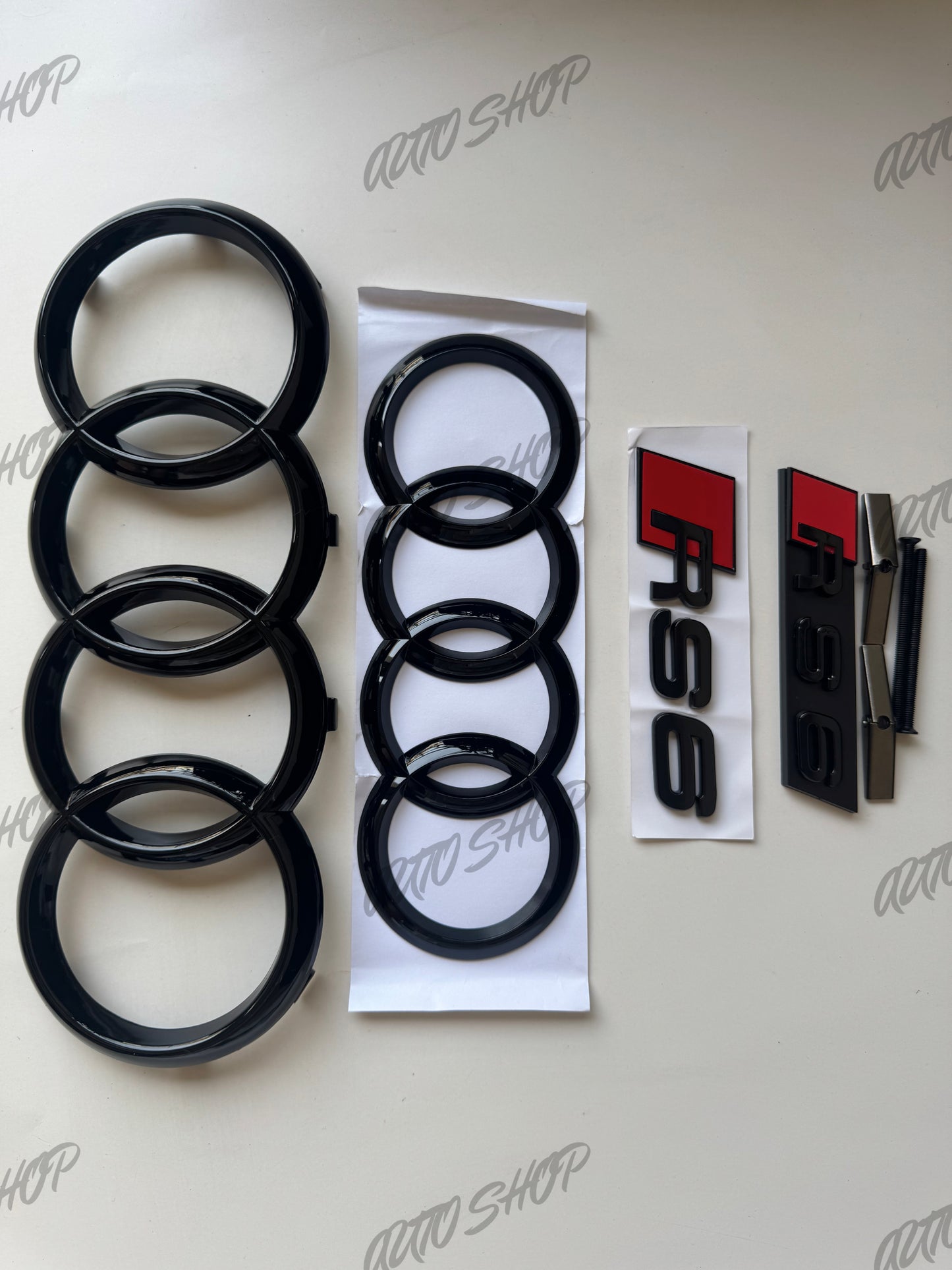 Pack Complet Logos Audi RS6 Noir Brillant - AUTO SHOP