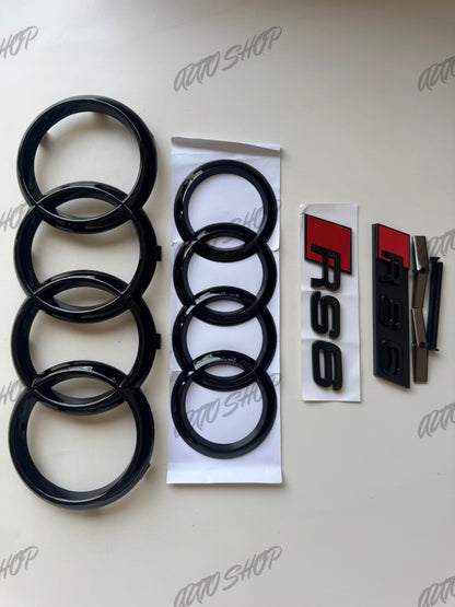 Pack Complet Logos Audi RS6 Noir Brillant - AUTO SHOP