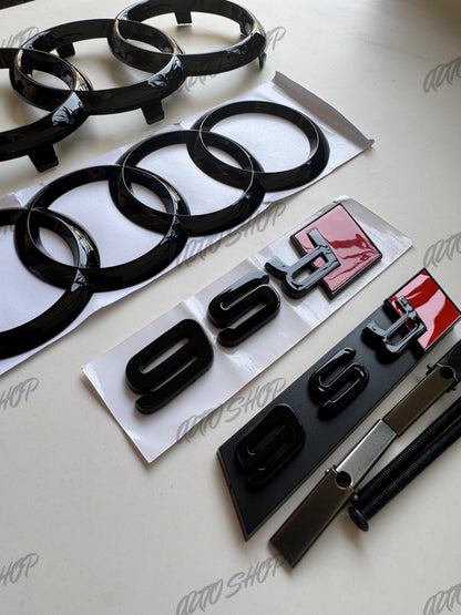 Pack Complet Logos Audi RS6 Noir Brillant - AUTO SHOP